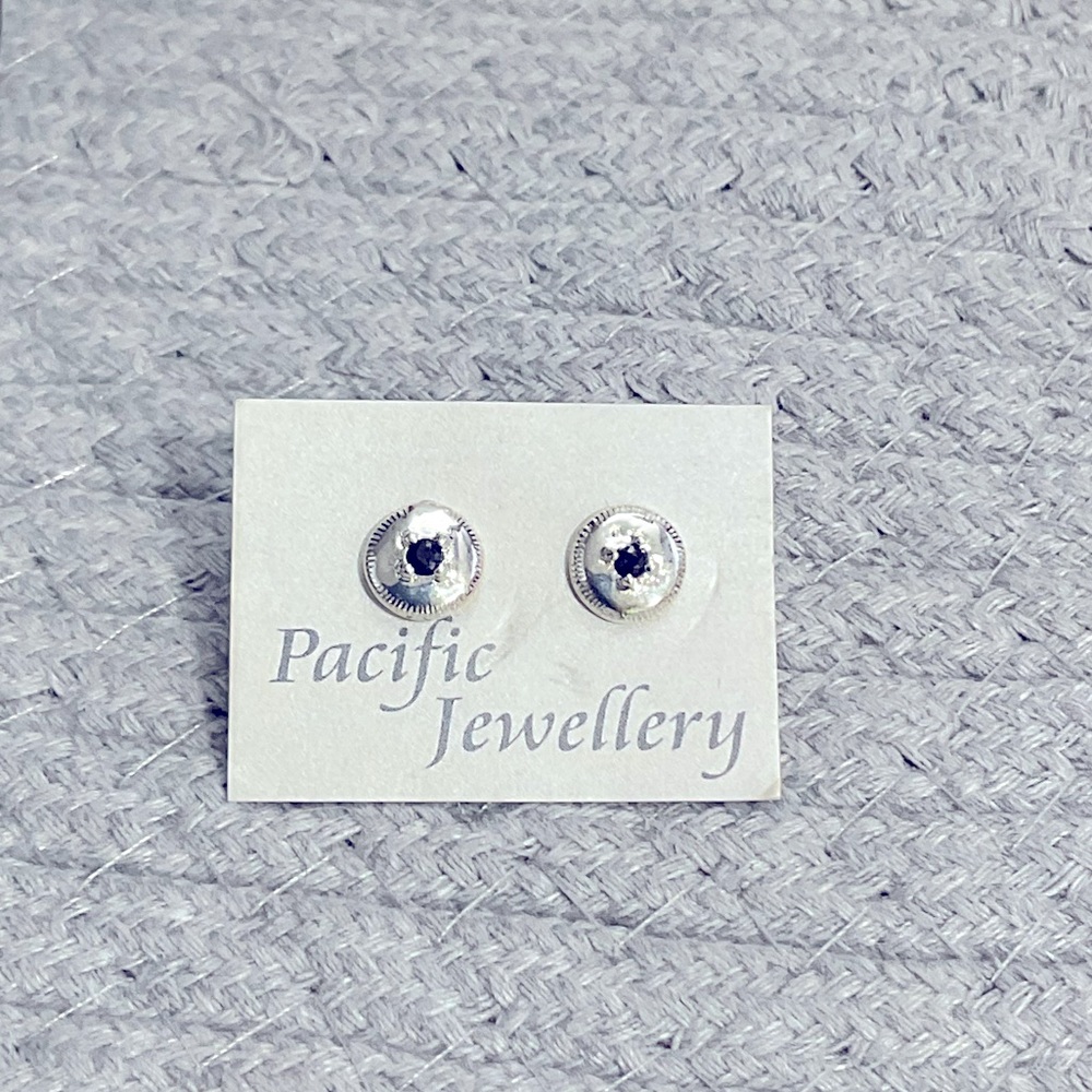 Vintage Black Spinel Sterling Earrings